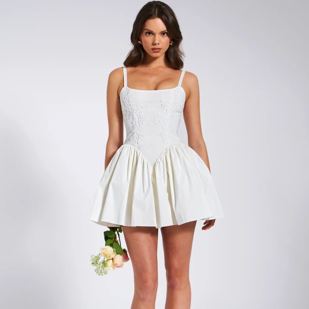 Miss Circle Kadi White Cotton Dress Size L